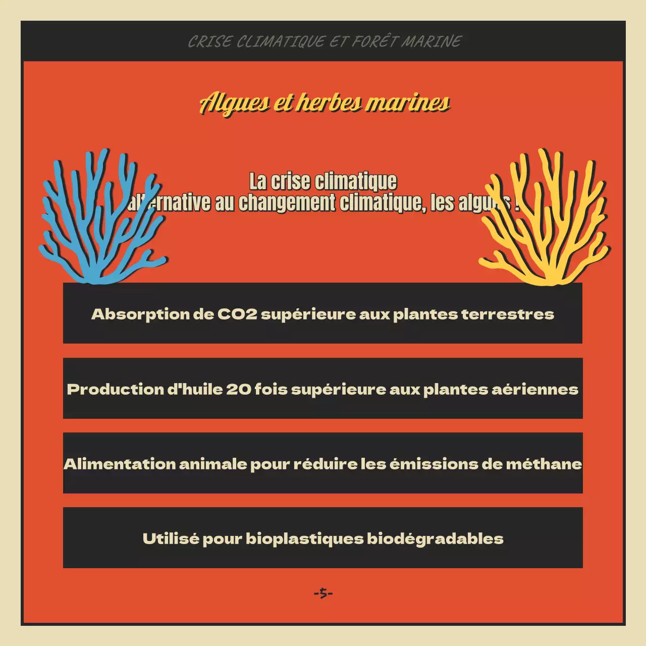 Concept caricatural de forêt marine et d'algues en rouge et noir