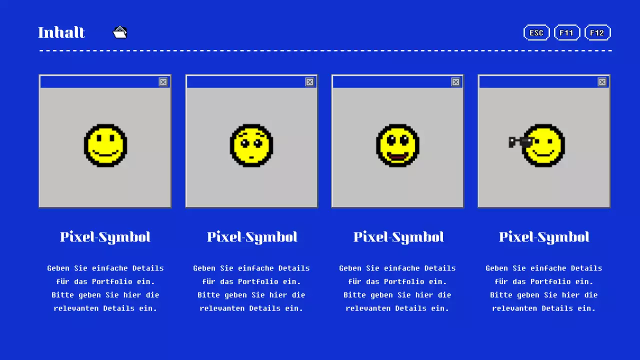 Portfolio-Präsentation in Blau und Gelb