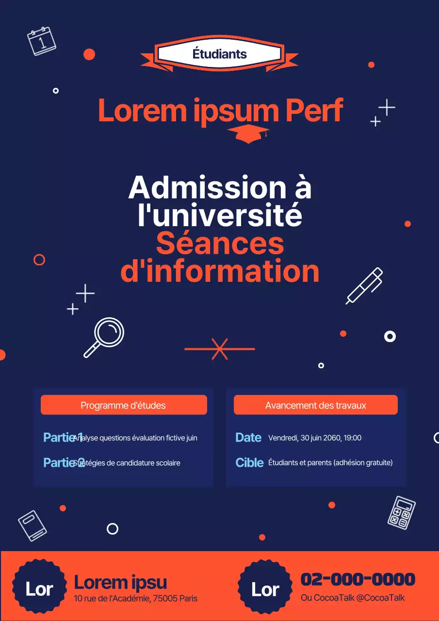 La combinaison orange-bleu marine se distingue lors des salons d'admission des universités.