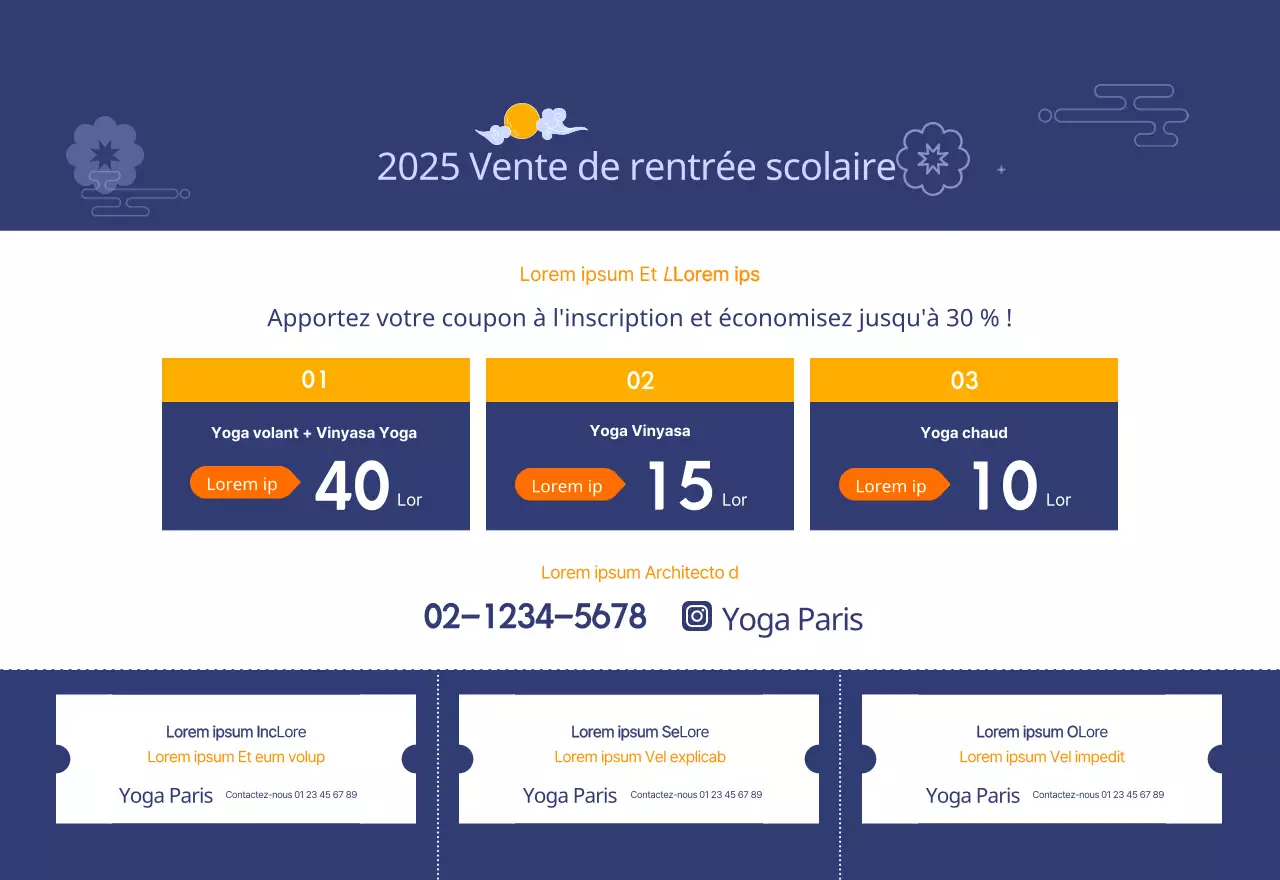 Calendriers orange à distribuer lors de la promotion de votre studio de yoga