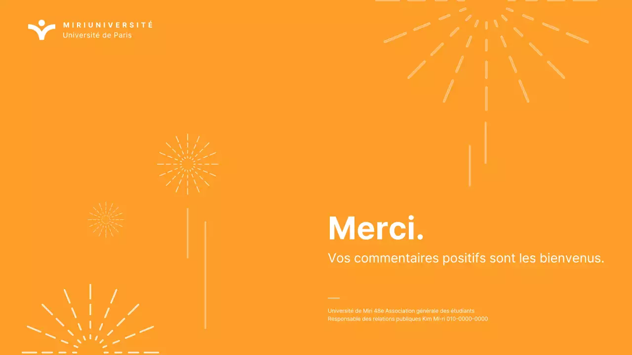 Présentation simple du parrainage d'un festival universitaire orange pour les écoles supérieures et les universités