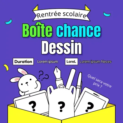 Tombola Lucky Box avec un concept de prix mignon en bleu néon