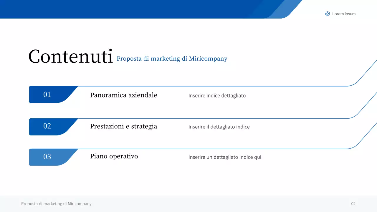 Una semplice presentazione aziendale nelle tonalità del blu e del grigio