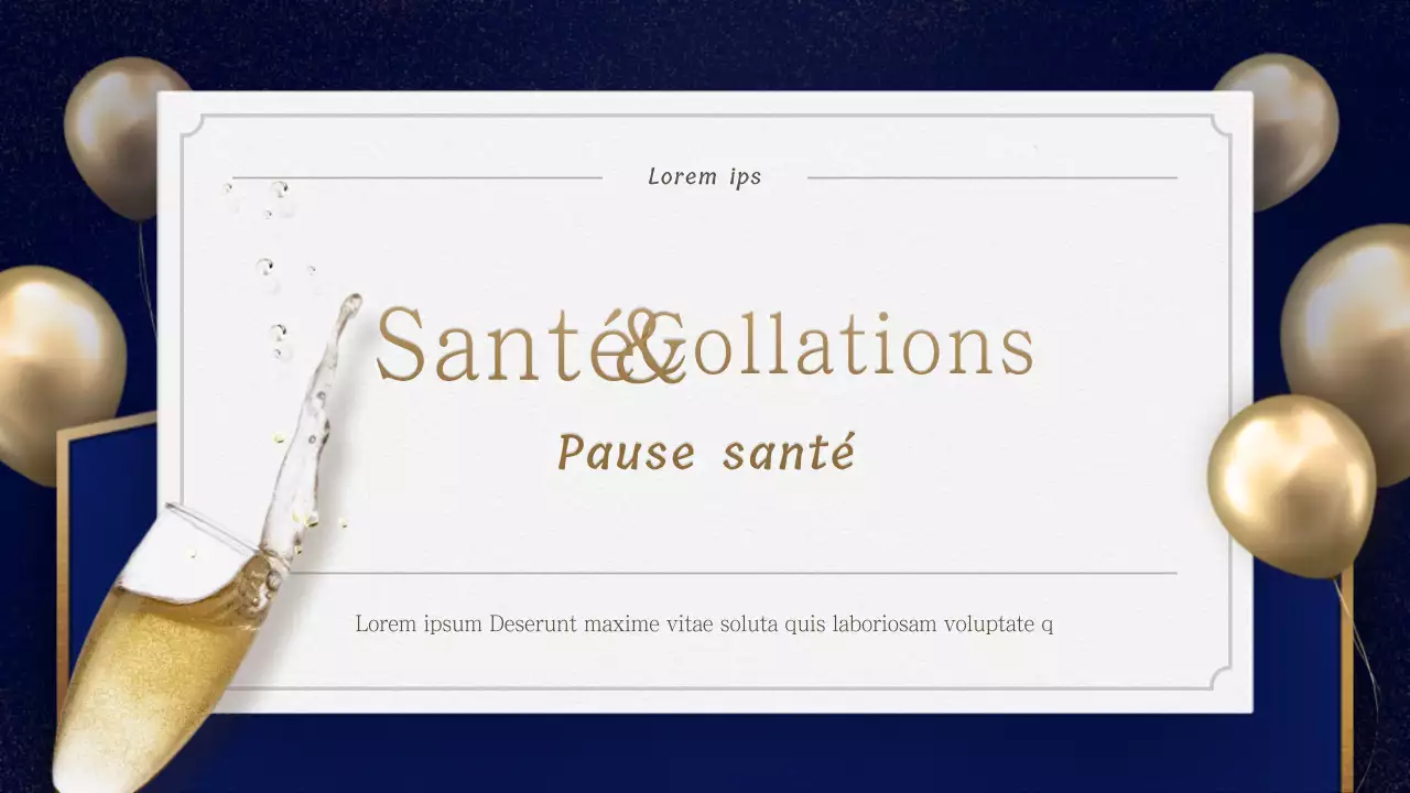 Une invitation or et marine à une fête de fin d'année avec un ordre de service cérémonieux