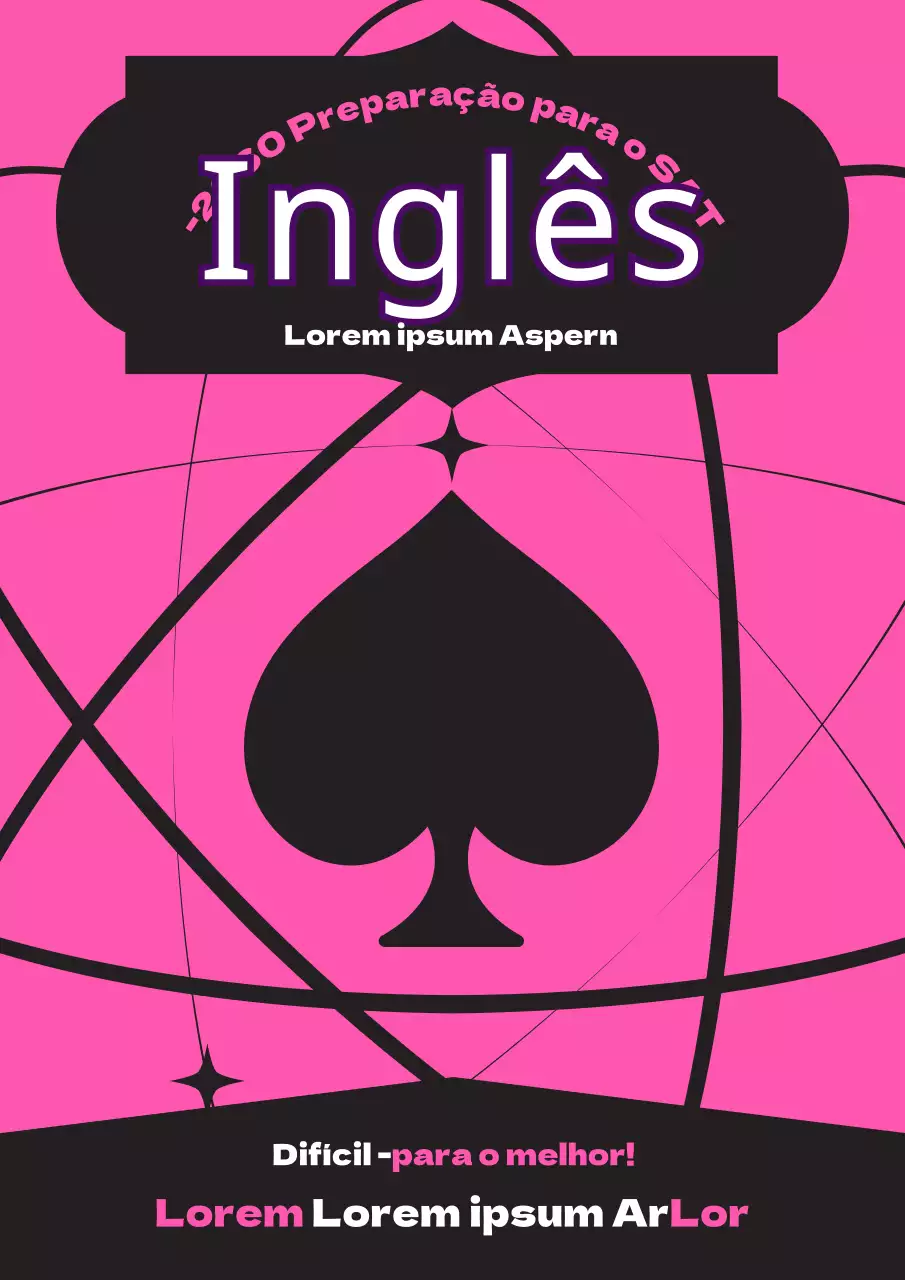 Pontos cor-de-rosa e pretos em forma de pá no teste prático de inglês