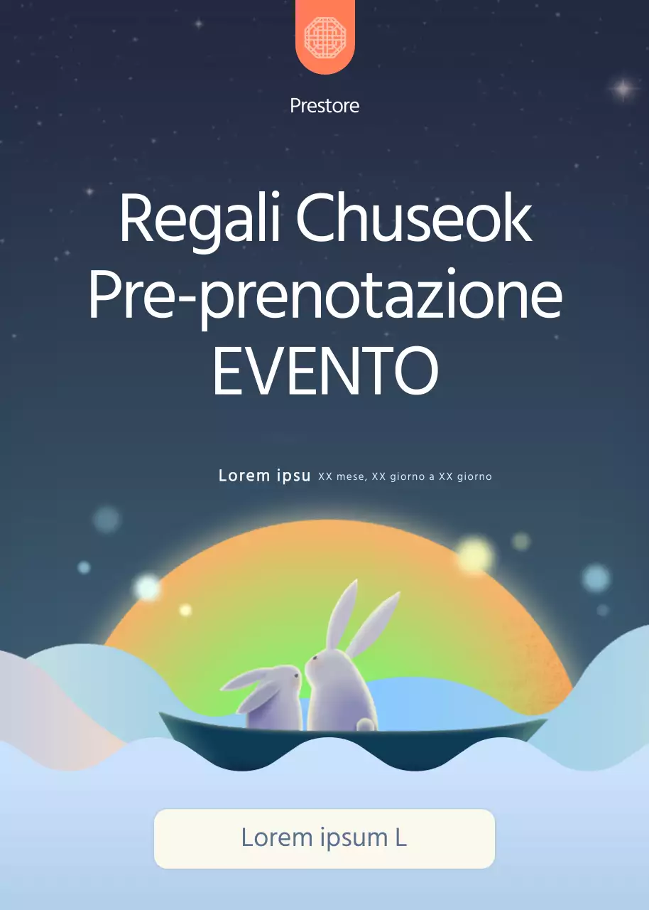 Illustrazione di un simpatico coniglio nel pop-up dell'evento di pre-prenotazione Obon in marina
