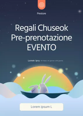 Illustrazione di un simpatico coniglio nel pop-up dell'evento di pre-prenotazione Obon in marina