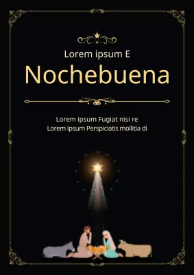 Cartel promocional negro y dorado de las Iluminaciones de Navidad