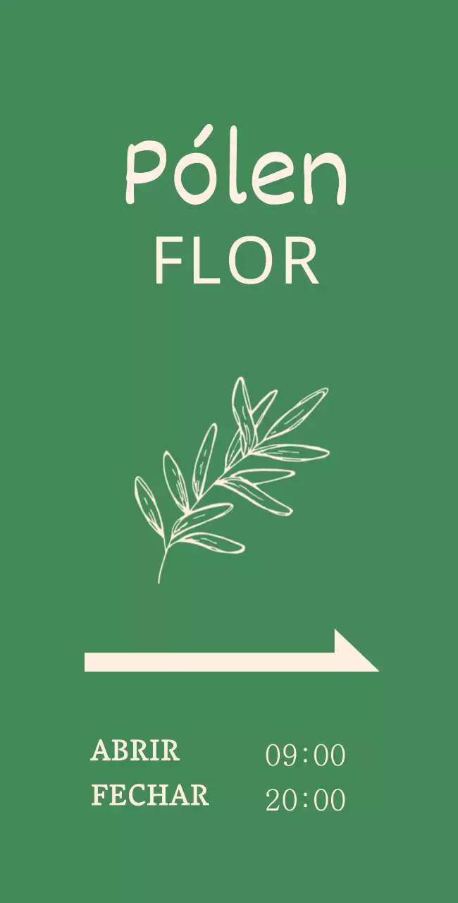 Letreiro de florista com ilustrações botânicas num fundo verde