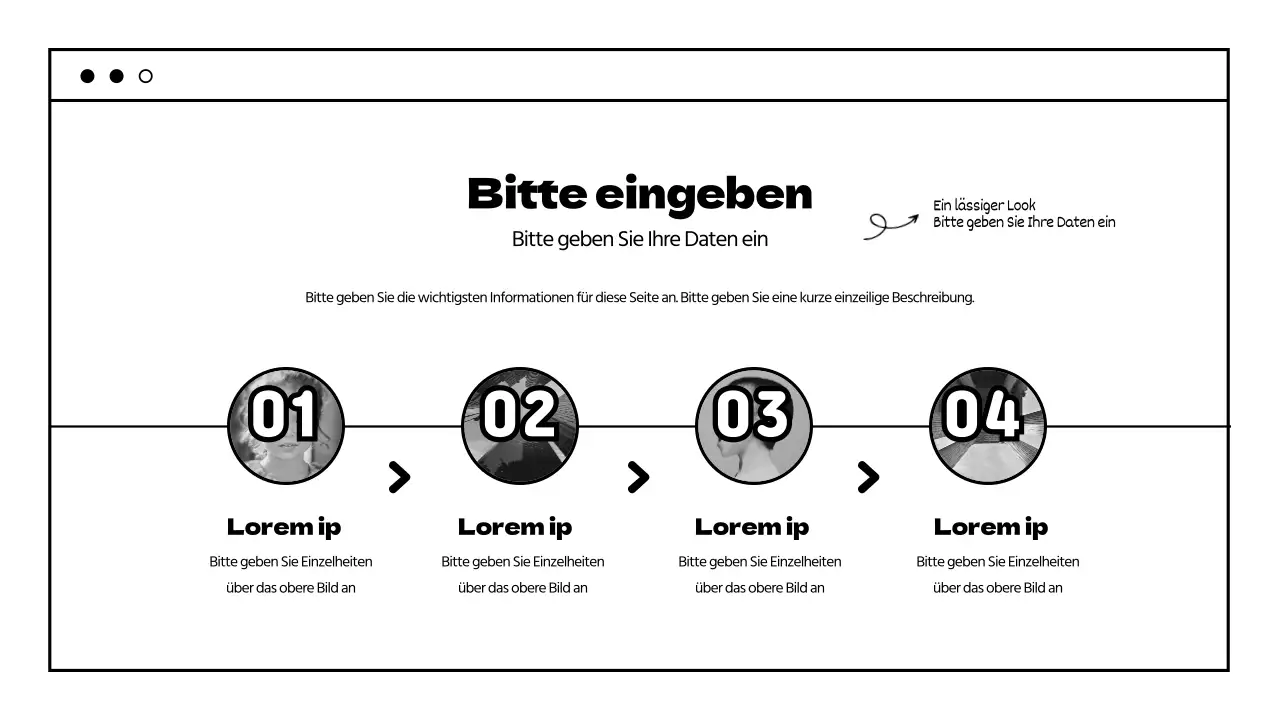 Gestaltung eines Zeitdiagramms mit einem fetten Konzept in Weiß und Schwarz