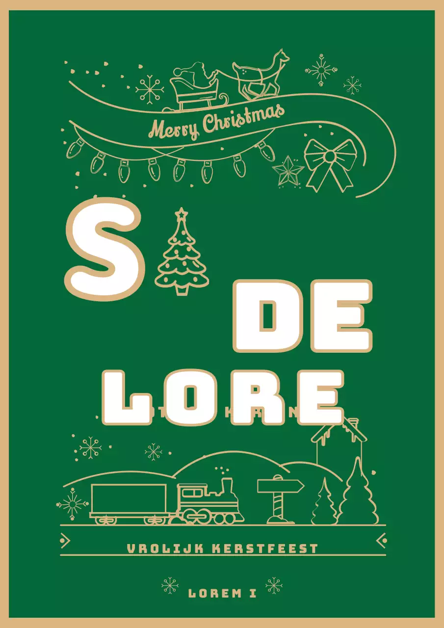 Geïllustreerde kerstverkoop flyer met groene en gouden decoraties