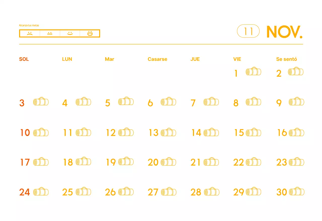 Calendarios naranjas para regalar cuando promocione su estudio de yoga