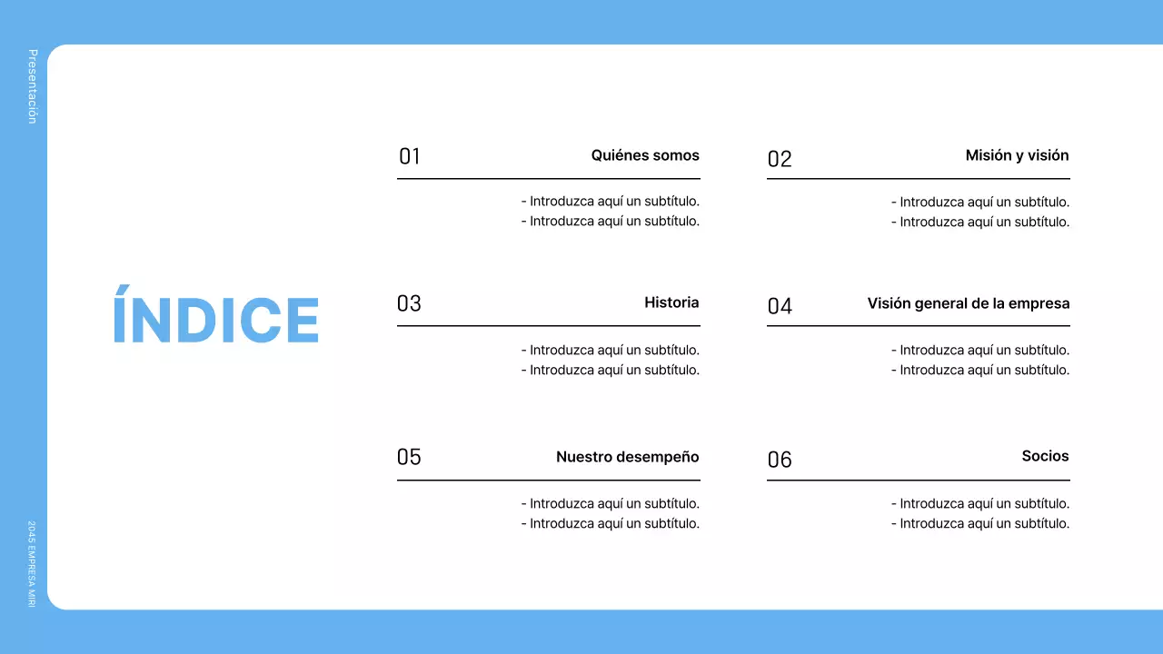 Una sencilla carta de presentación de una empresa azul