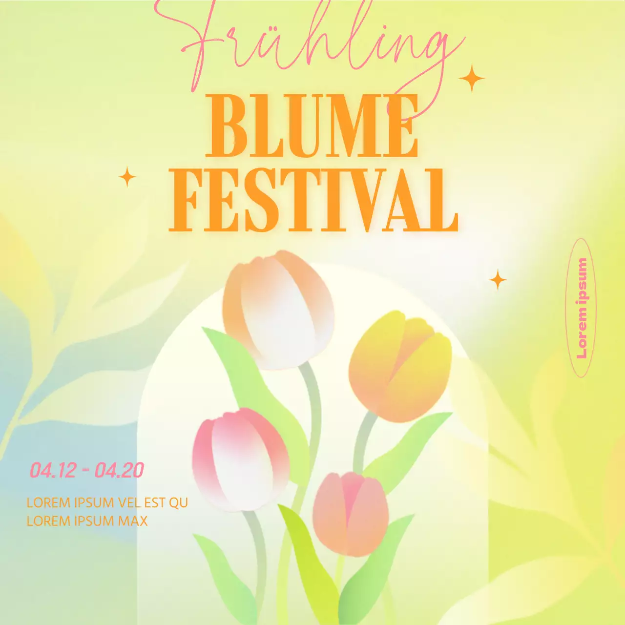 Werben Sie für Ihr Frühlingsblumenfest mit einem gelben Farbverlaufsmotiv