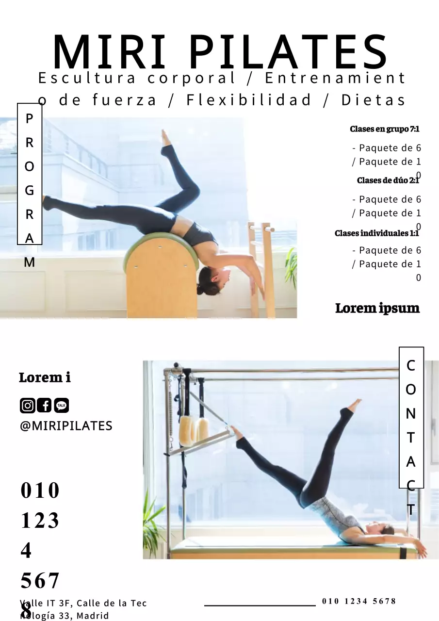Promociona tu escuela de Pilates con una foto en blanco y negro de Pilates