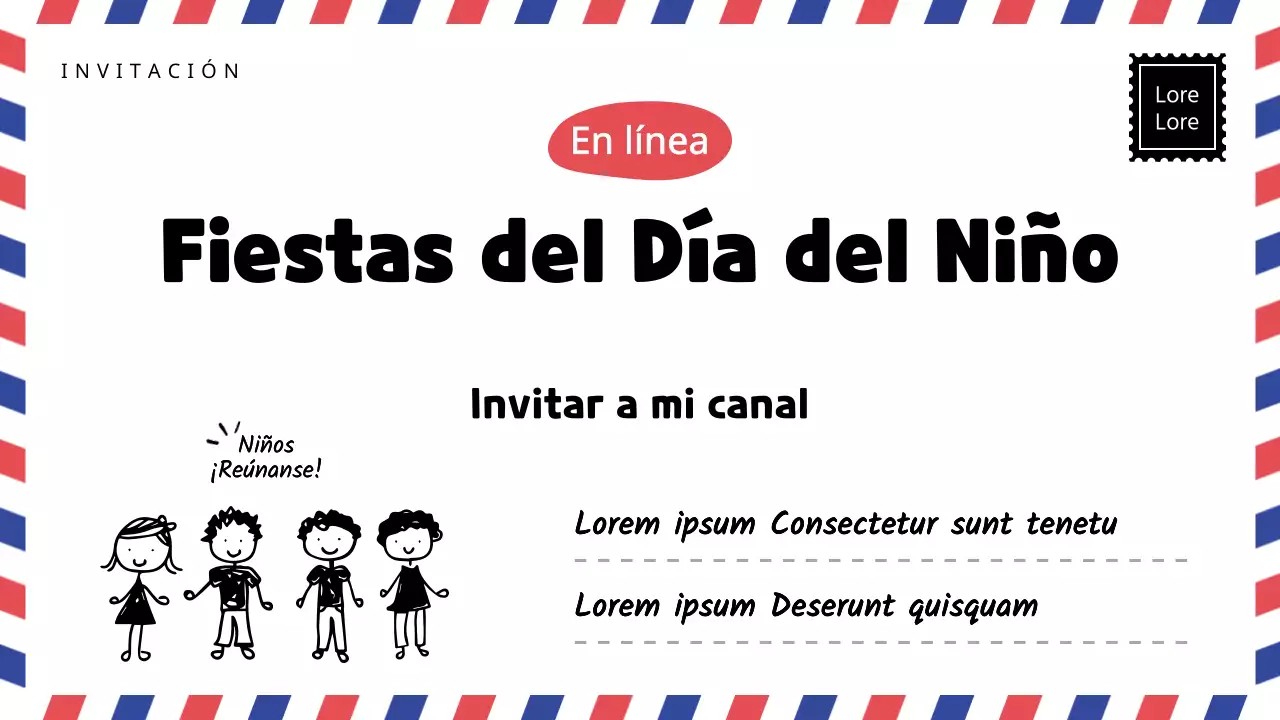 Invitaciones festivas con un concepto de papelería para el Día del Niño