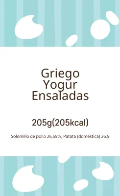Etiqueta ilustrada de ensalada de yogur griego blanco cielo