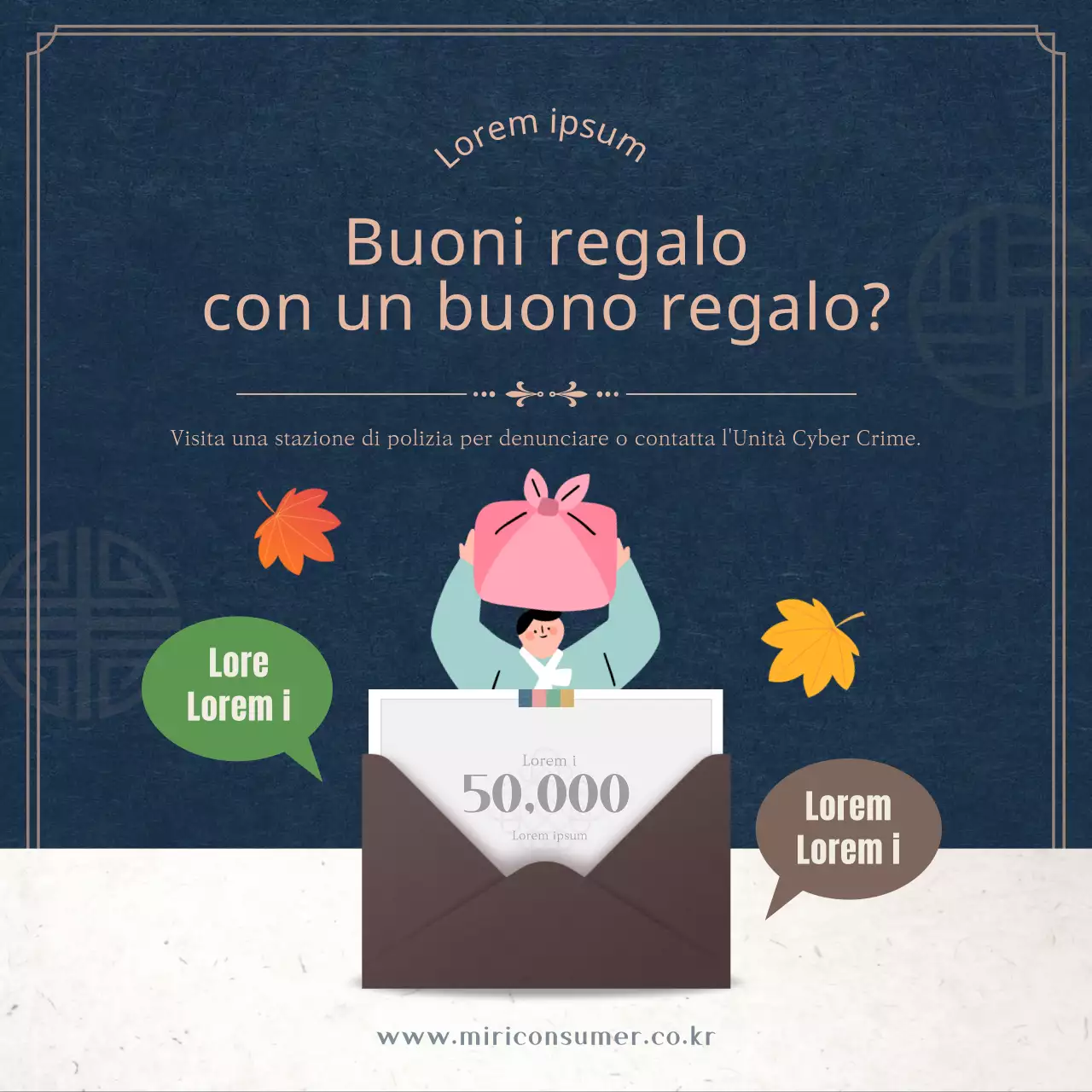 Attenzione ai buoni regalo per il Ringraziamento di colore blu e beige