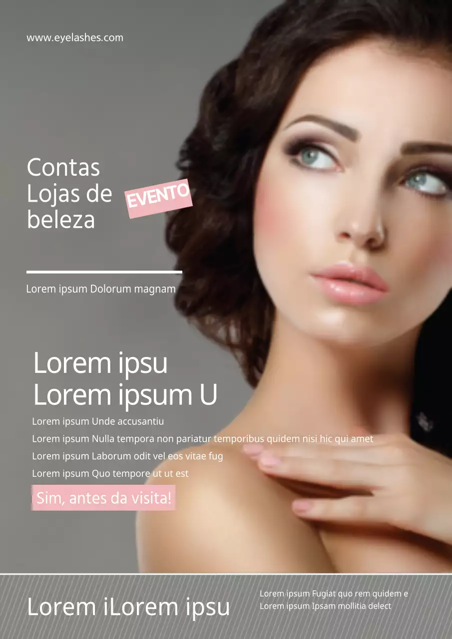 Folheto simples de salão de beleza em cinzento e cor-de-rosa