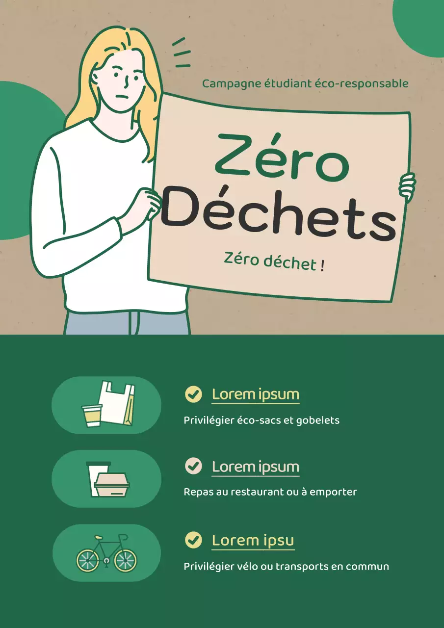Affiche web de la campagne sur le respect de l'environnement en beige vert