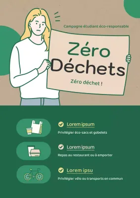 Affiche web de la campagne sur le respect de l'environnement en beige vert