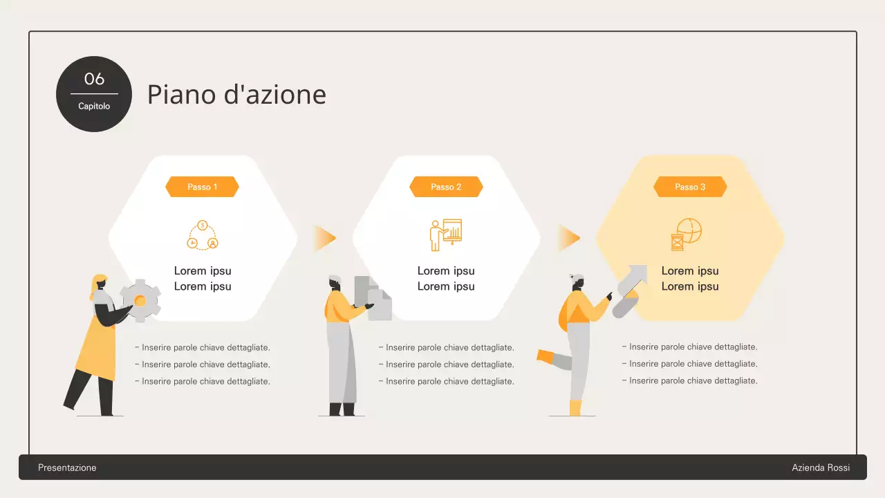 Proposta commerciale con elementi esagonali gialli