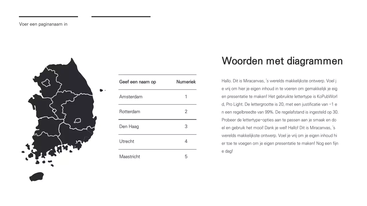 Eenvoudige zwart-wit kaart van Zuid-Korea MAP infographic