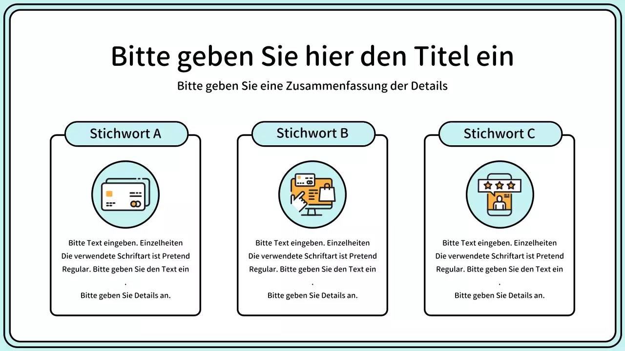 Hervorhebung von Schlüsselwörtern in einem einfachen Linienstil in Gelb und Mint