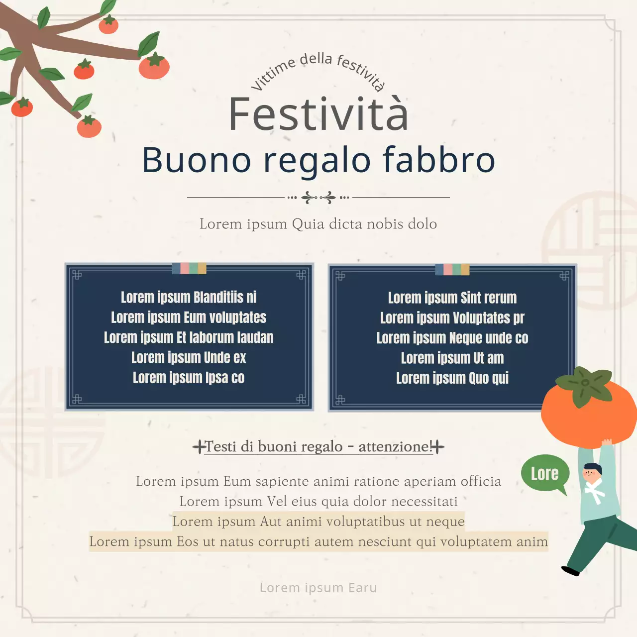 Attenzione ai buoni regalo per il Ringraziamento di colore blu e beige