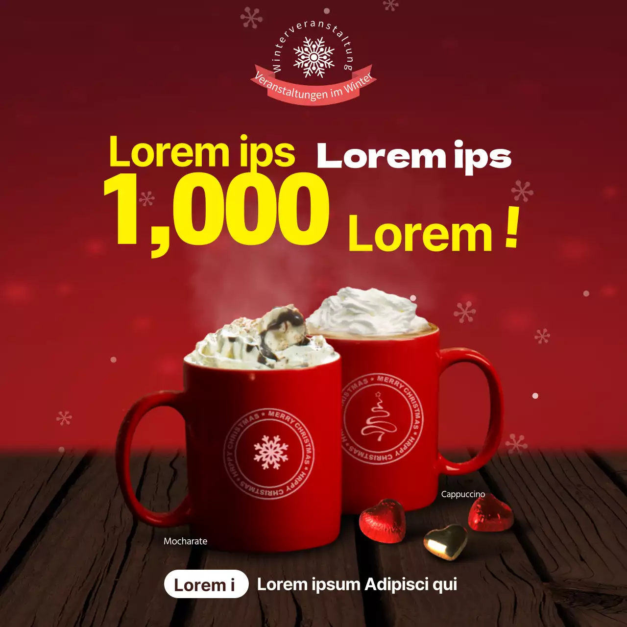 Bewerben Sie Ihr Weihnachtscafé-Menü mit einem roten Foto