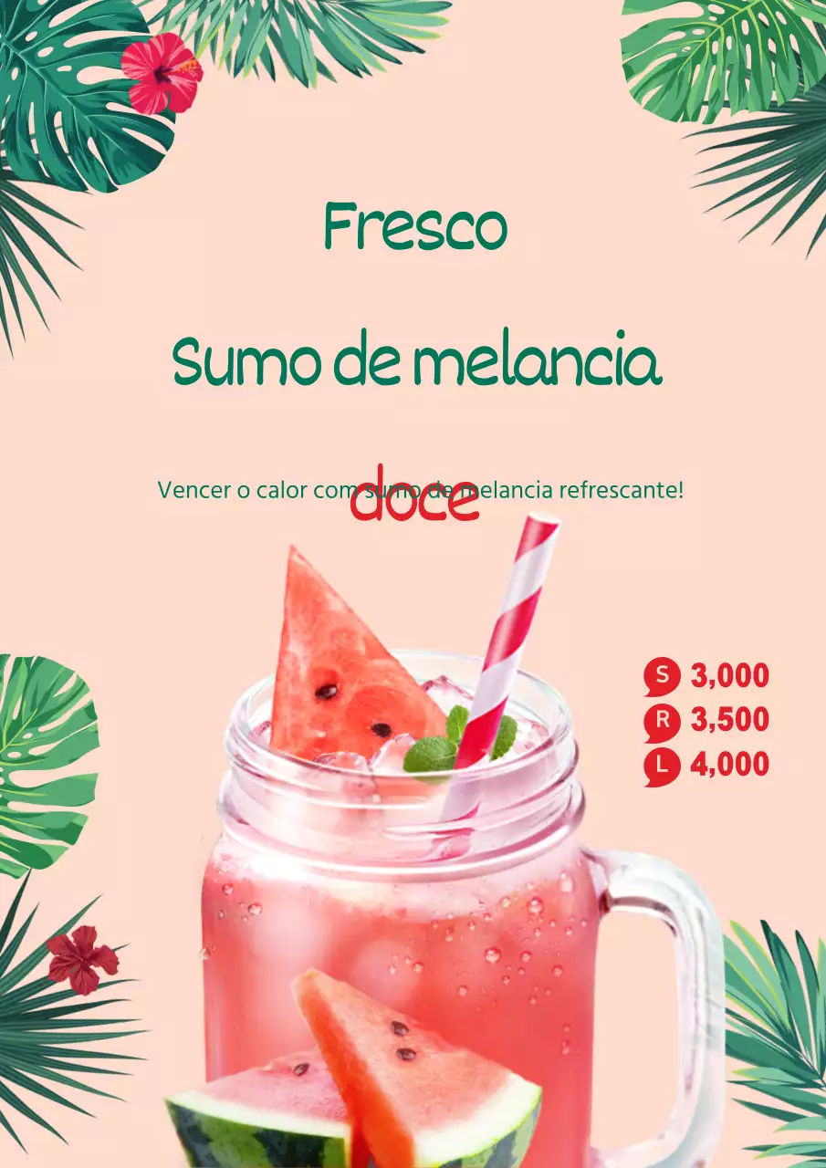 Promova o seu menu de bebidas à base de sumo de melancia para a época de verão