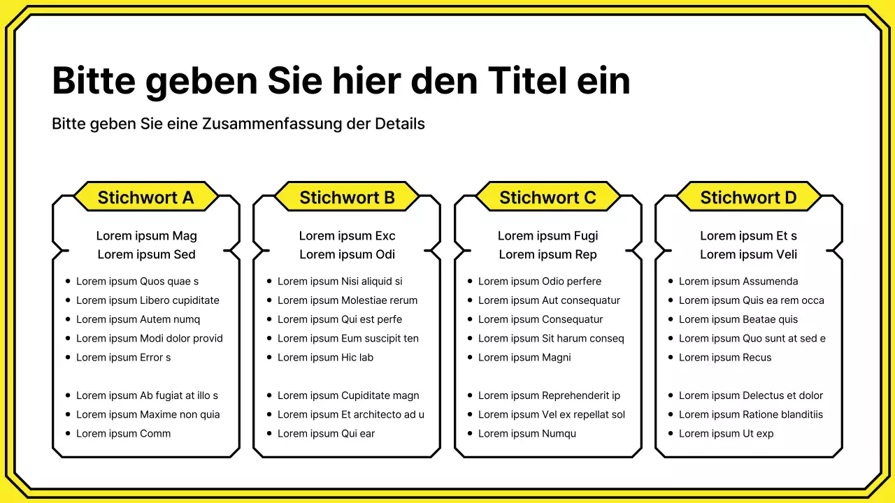 Hervorhebung von Schlüsselwörtern in einem einfachen Linienstil in Gelb und Mint