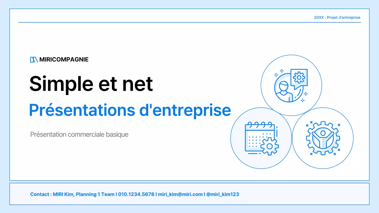 Un plan d'affaires simple en blanc et bleu