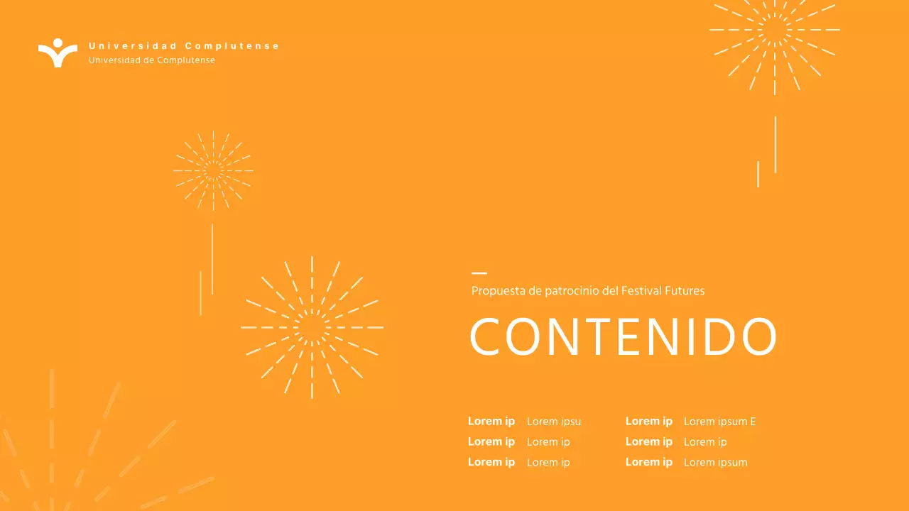 Presentación sencilla del patrocinio del festival universitario naranja para institutos y universidades