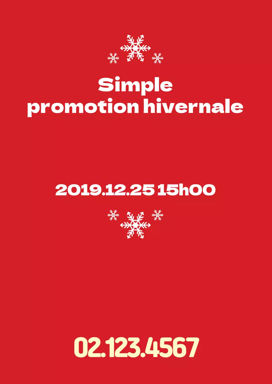 Affiche verticale promotionnelle simple, rouge et hivernale