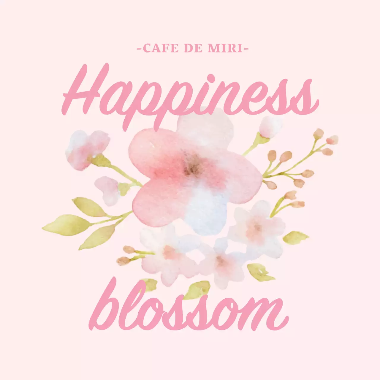 Etiquette de café printanier avec illustration rose