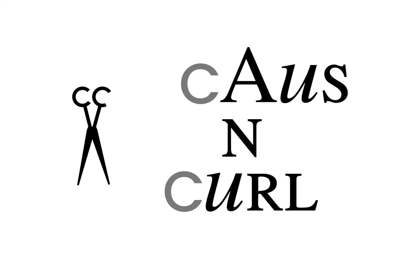 Ein klassisch anmutendes Ladenschild mit weißem und schwarzem Text für einen Friseursalon und einer Scherenillustration.