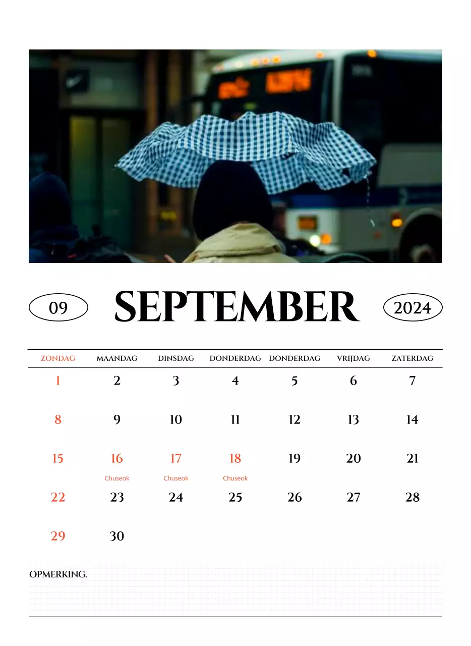 Eenvoudige stijl muurkalender met zwart-wit emotionele reisfotografie concept