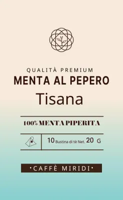 Etichetta per il tè alla menta piperita illustrata in cielo avorio