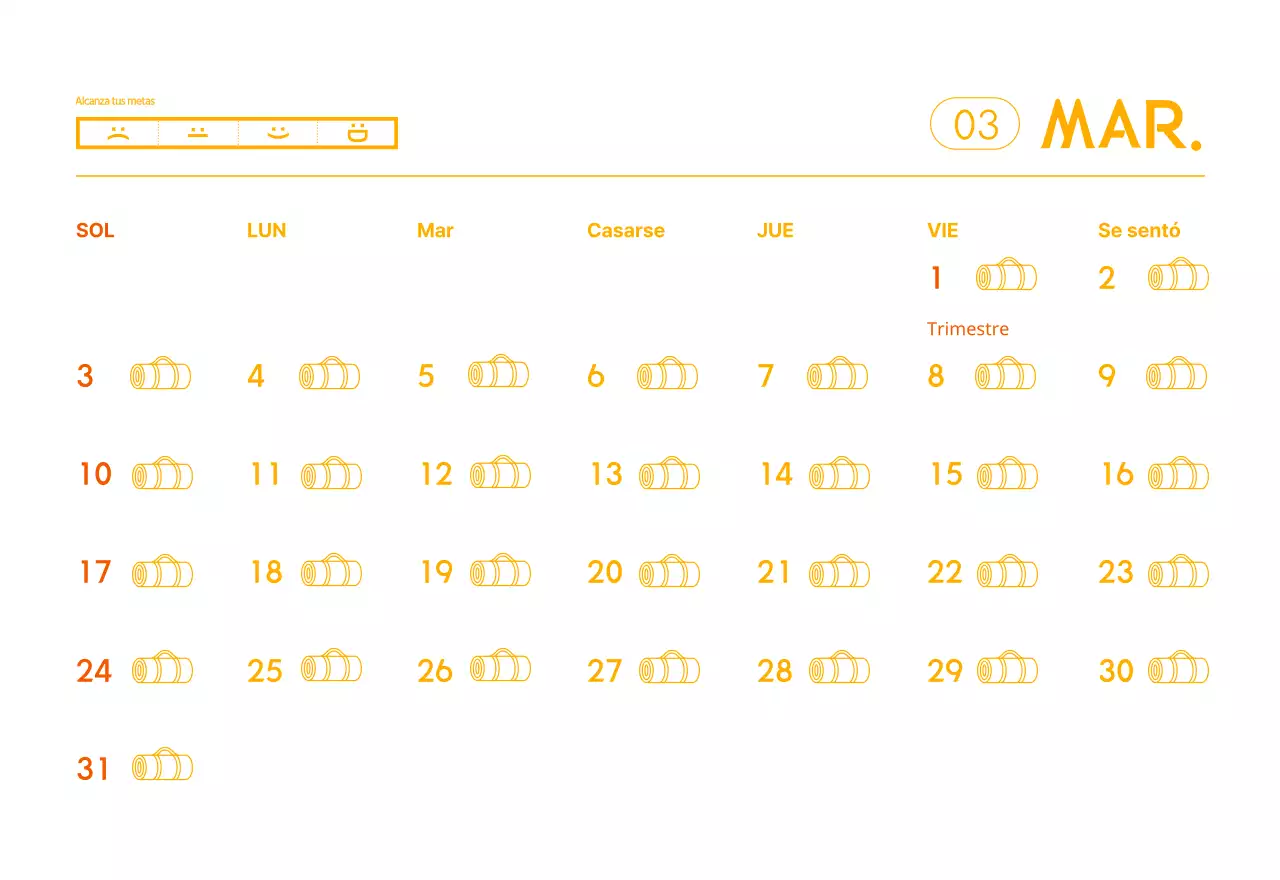Calendarios naranjas para regalar cuando promocione su estudio de yoga