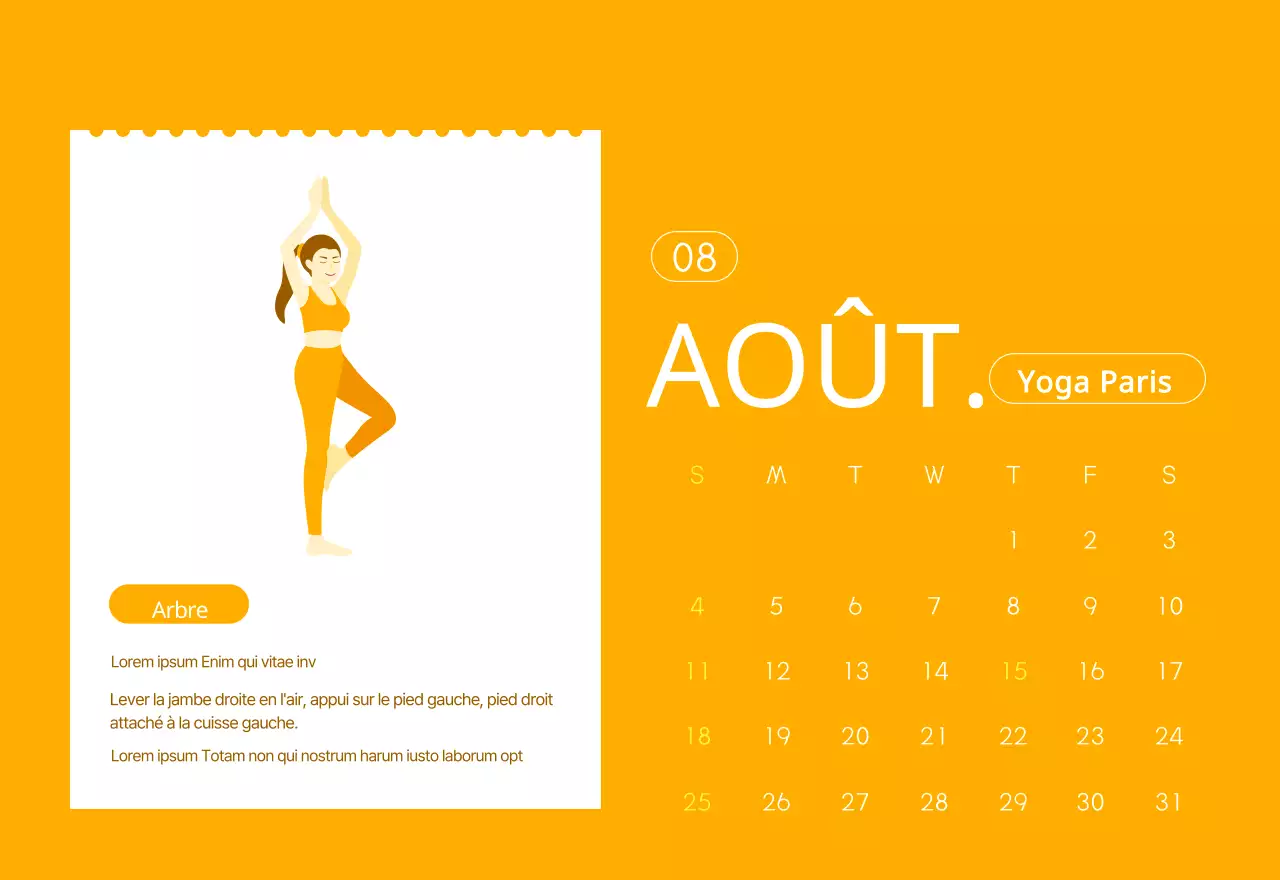 Calendriers orange à distribuer lors de la promotion de votre studio de yoga