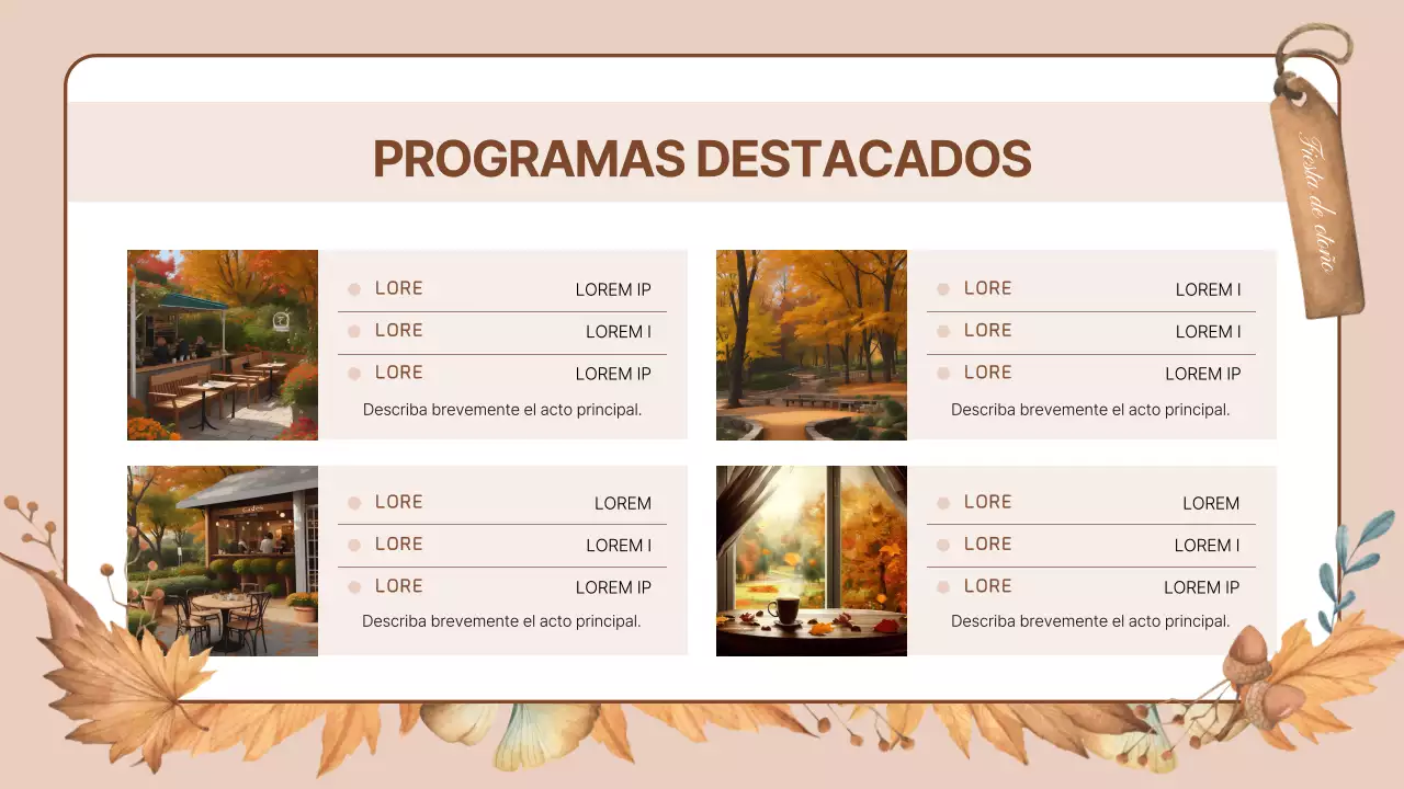 Su guía de eventos otoñales naranjas y naturales