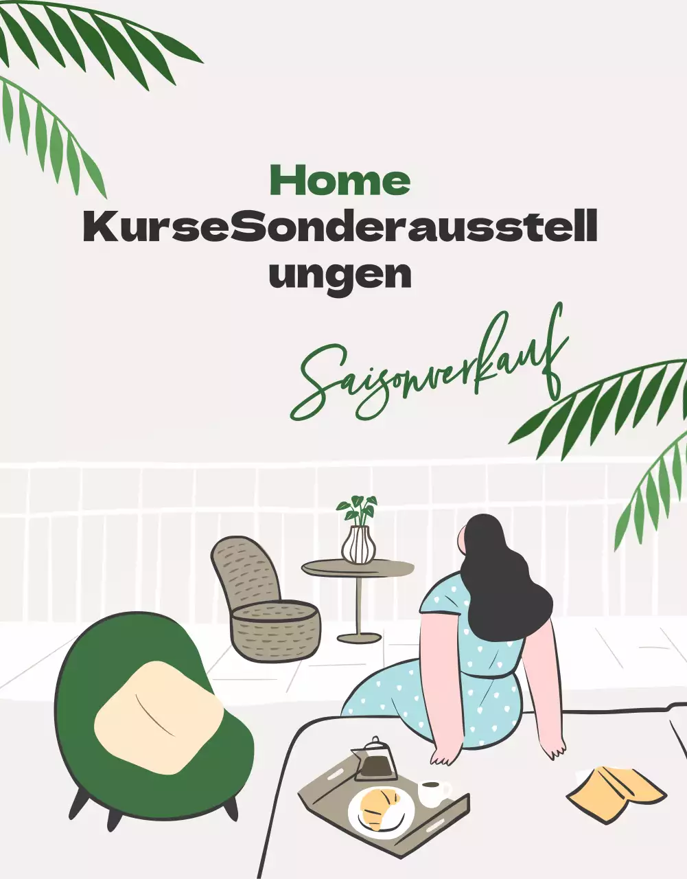 Heimkehrende Sommermöbel in Beige und Grün