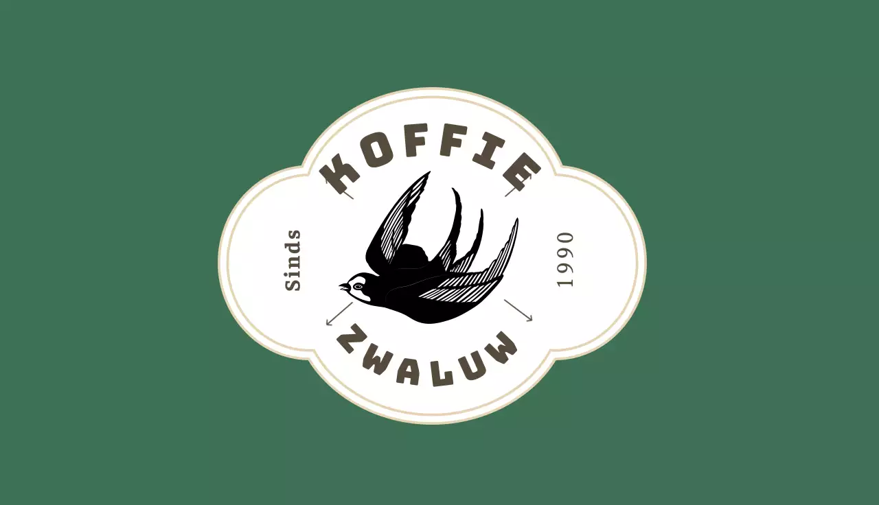 Groen vintage logo café visitekaartje