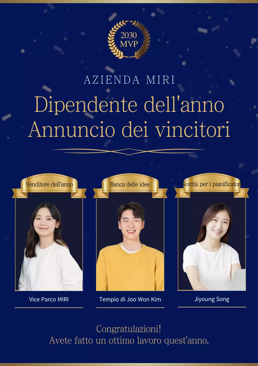 Annuncio dei vincitori in tema di premi blu e oro