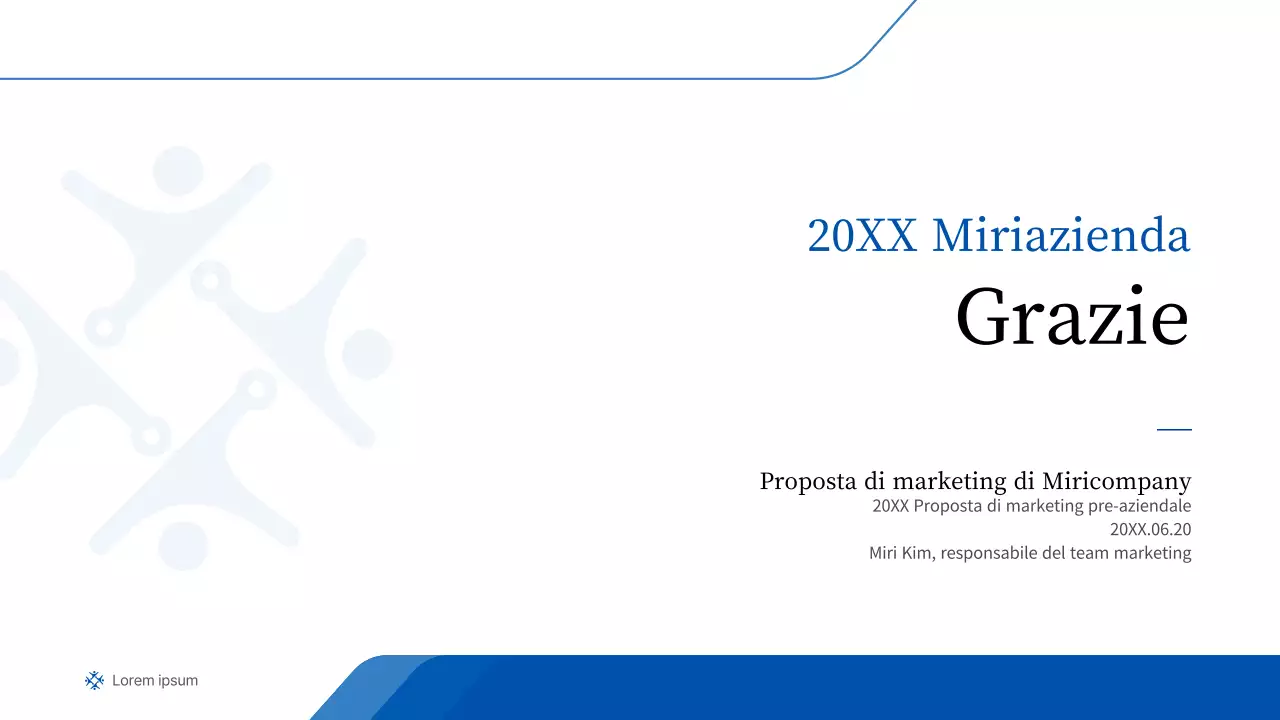 Una semplice presentazione aziendale nelle tonalità del blu e del grigio