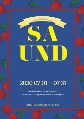 Elegantes blau-gelbes Flugblatt zur Werbung für den Market Summer Sale