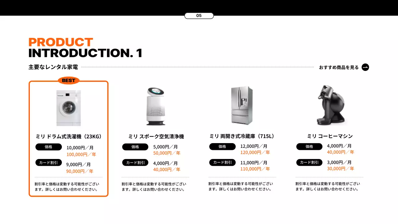 オレンジ モダン 家電 提案書 プレゼンテーション