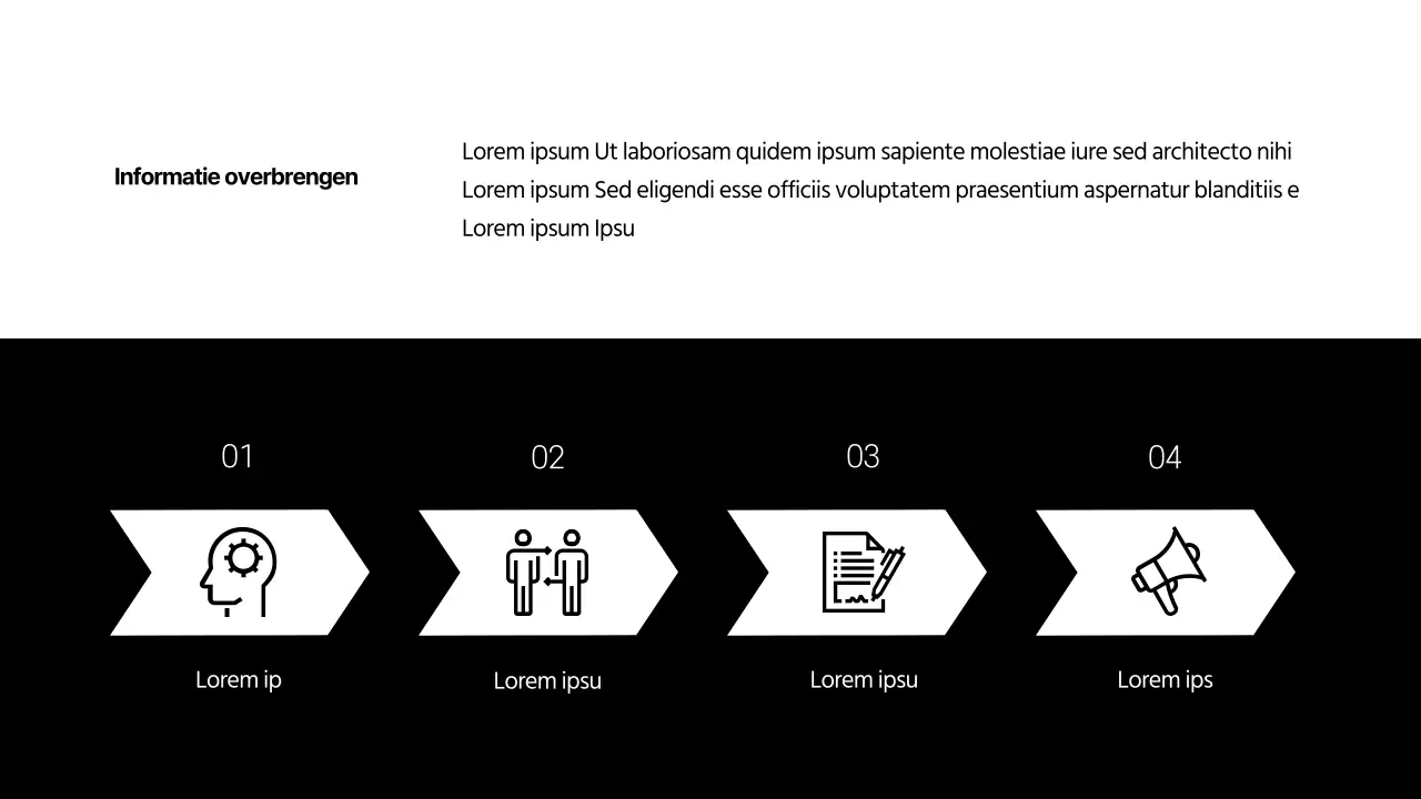 Project Management ontwerp infographic met een zwart-wit concept