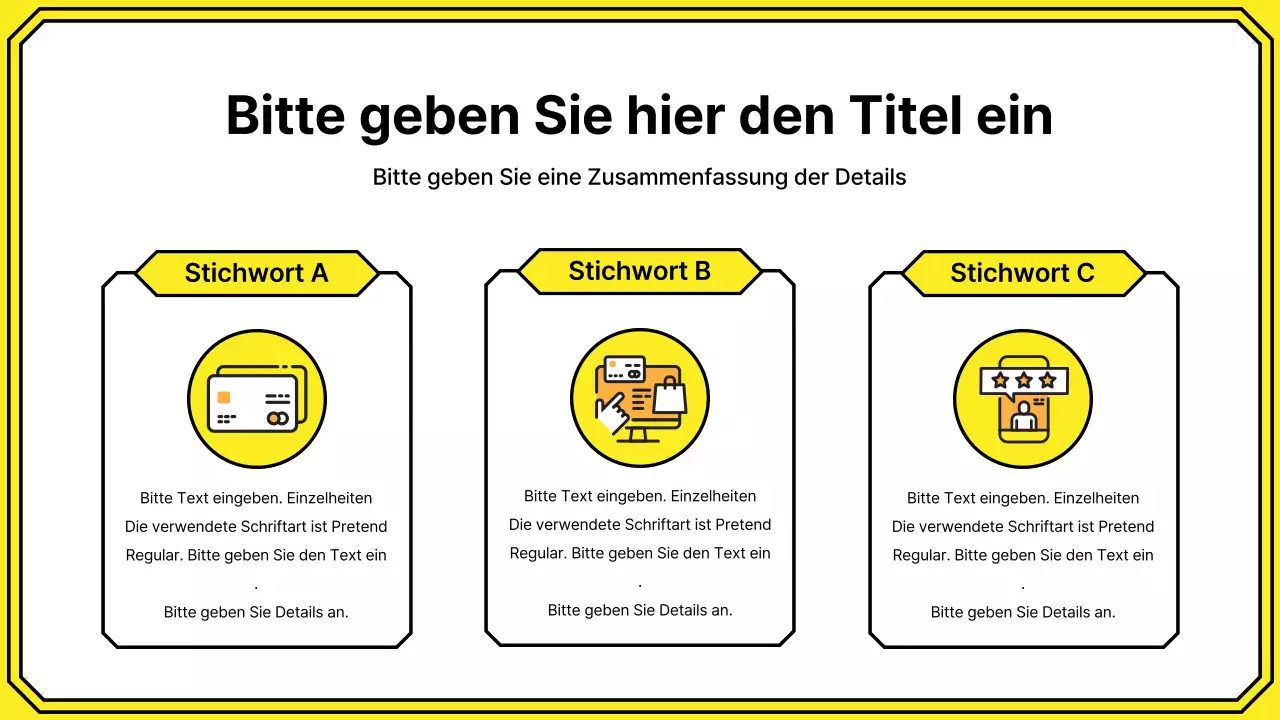 Hervorhebung von Schlüsselwörtern in einem einfachen Linienstil in Gelb und Mint